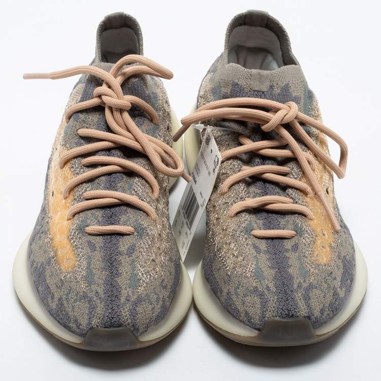 Pre Owned Yeezy x Adidas Beige/Grey Knit Fabric Boost 380 Mist Low Top Sneakers 38 2/3