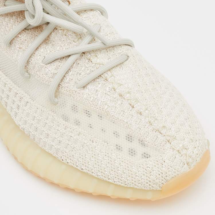 Pre Owned Yeezy x Adidas White Knit Fabric Boost 350 V2 Light Low Top Sneakers Size 46