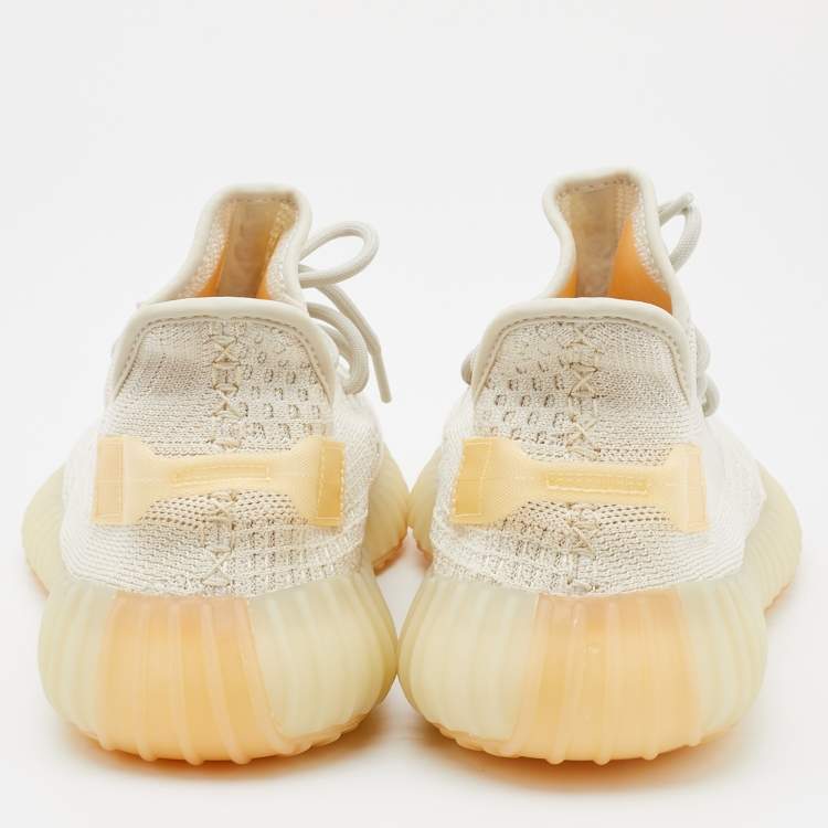 Pre Owned Yeezy x Adidas White Knit Fabric Boost 350 V2 Light Low Top Sneakers Size 46