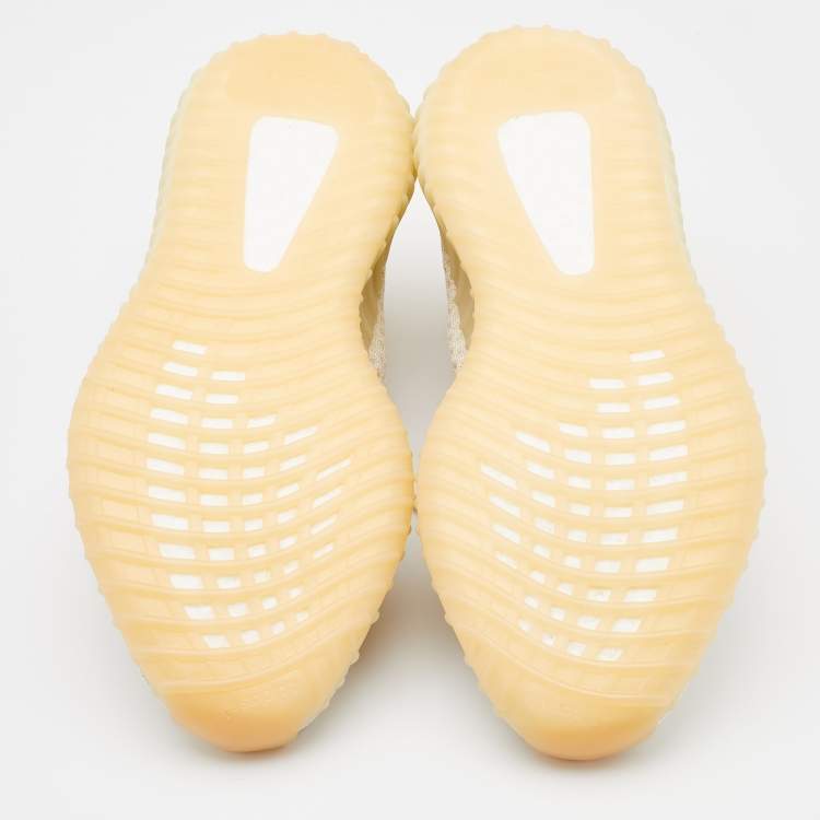 Pre Owned Yeezy x Adidas White Knit Fabric Boost 350 V2 Light Low Top Sneakers Size 46