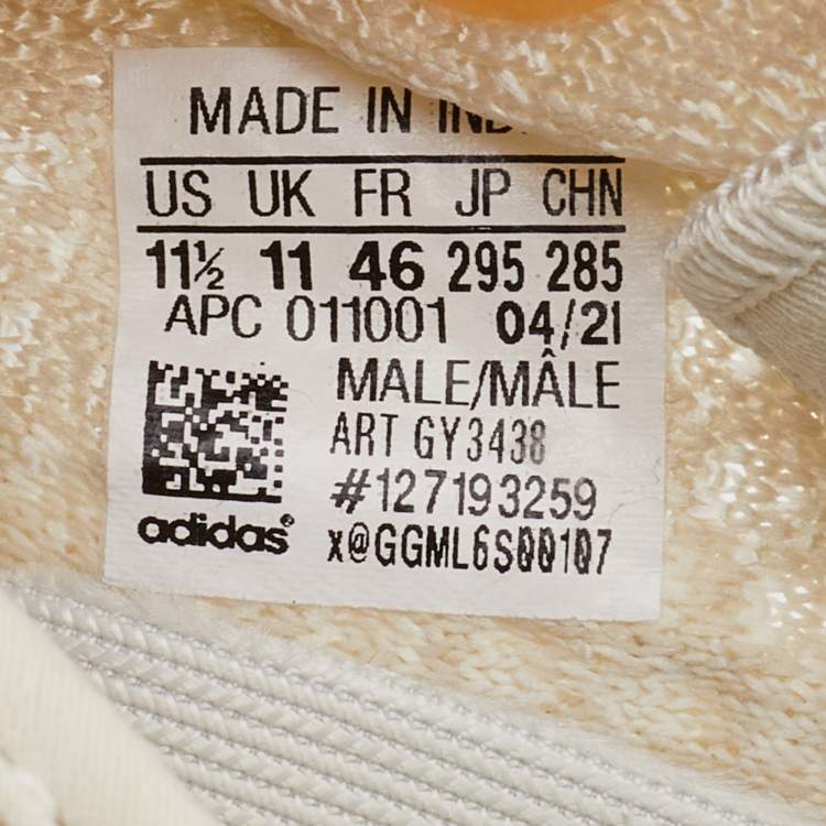 Pre Owned Yeezy x Adidas White Knit Fabric Boost 350 V2 Light Low Top Sneakers Size 46