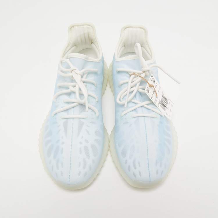 Pre Owned Yeezy x Adidas Light Blue Mesh Boost 350 V2 Mono Ice Sneakers Size 44