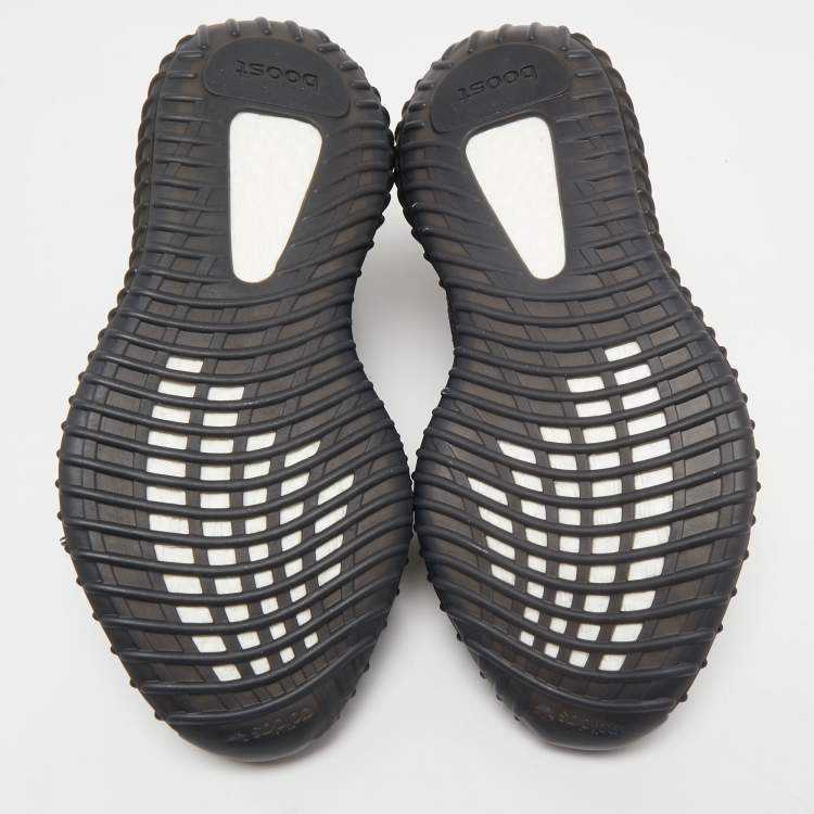 Pre Owned Yeezy x Adidas Black Knit Fabric Boost 350 V2 Black Reflective Sneakers Size 42