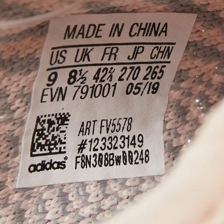 Pre Owned Yeezy x Adidas Pink Knit Fabric Boost 350 V2 Synth Sneakers Size 42 2/3