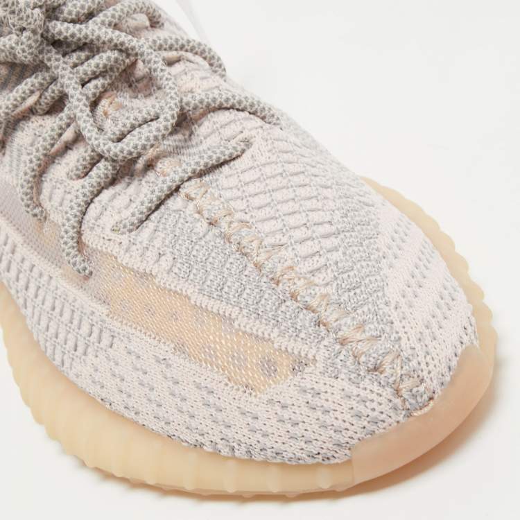 Pre Owned Yeezy x Adidas Pink Knit Fabric Boost 350 V2 Synth Sneakers Size 42 2/3