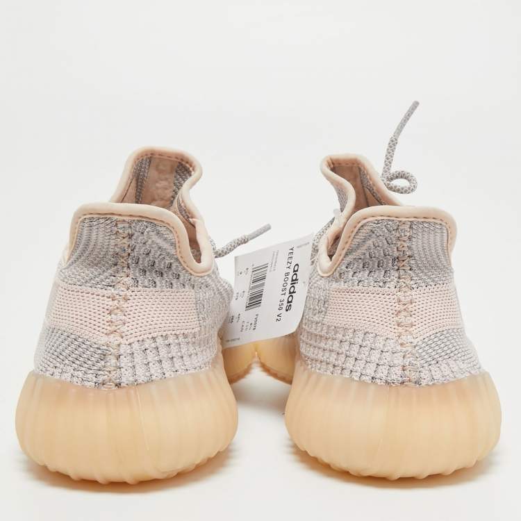Pre Owned Yeezy x Adidas Pink Knit Fabric Boost 350 V2 Synth Sneakers Size 42 2/3