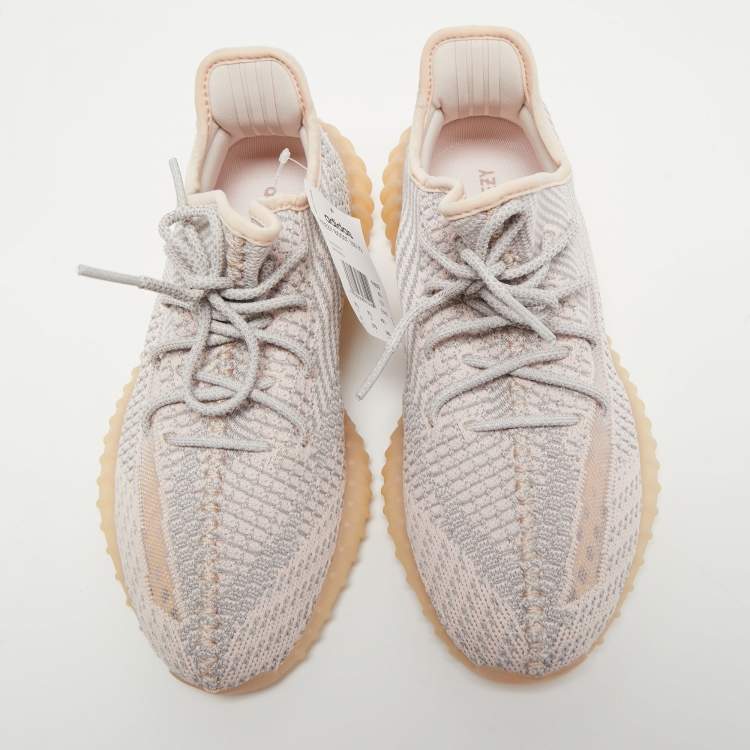 Pre Owned Yeezy x Adidas Pink Knit Fabric Boost 350 V2 Synth Sneakers Size 42 2/3