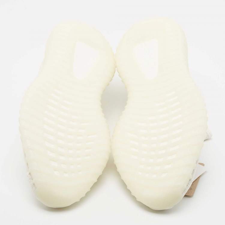 Pre Owned Yeezy x Adidas White Fabric and Mesh 350 v2 Triple Sneakers Size 42 2/3