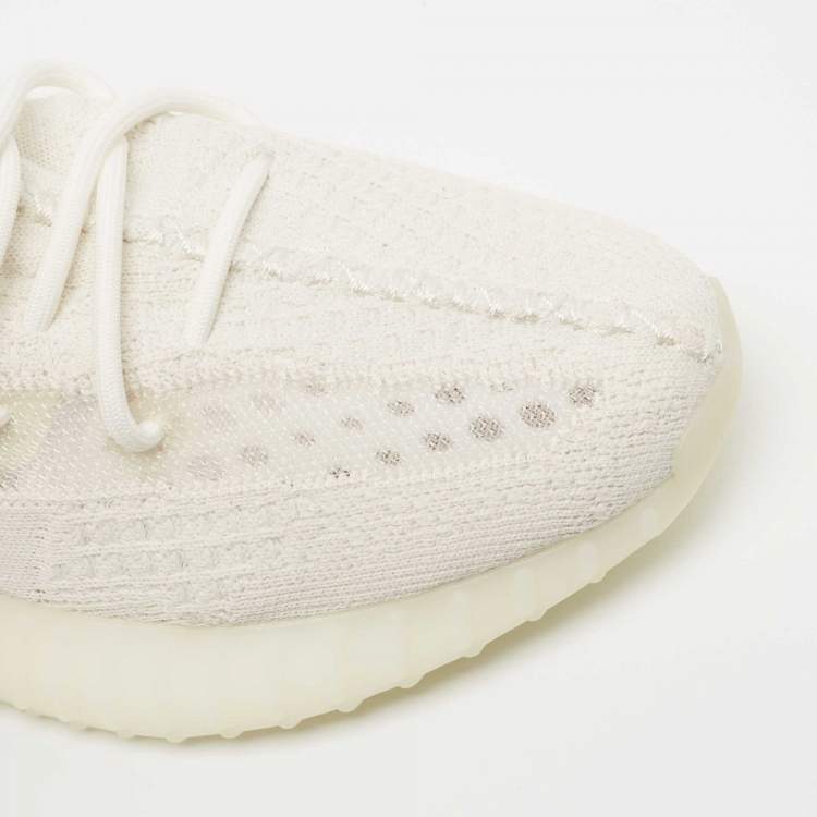 Pre Owned Yeezy x Adidas White Fabric and Mesh 350 v2 Triple Sneakers Size 42 2/3