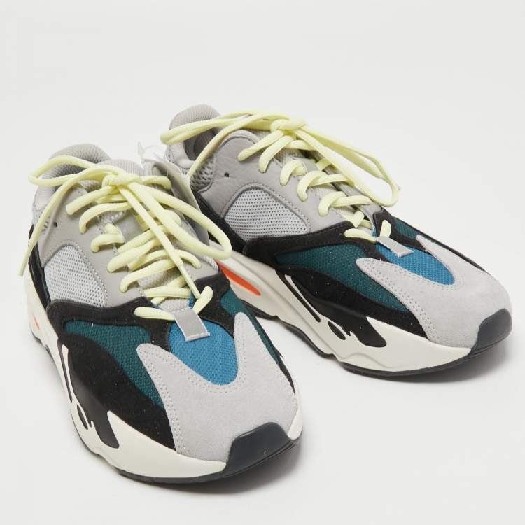 Pre Owned Yeezy x Adidas Tricolor Mesh and Suede Boost 700 Wave Runner Sneakers Size 41 1/3