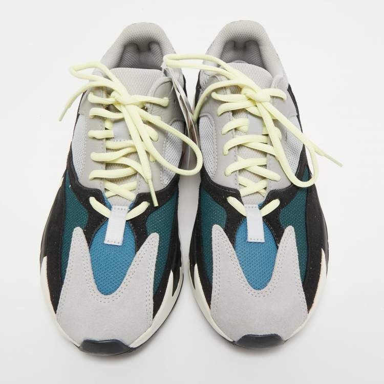 Pre Owned Yeezy x Adidas Tricolor Mesh and Suede Boost 700 Wave Runner Sneakers Size 41 1/3
