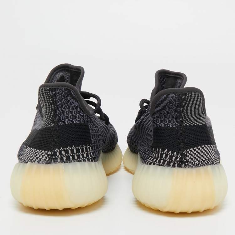 Pre Owned Yeezy x Adidas Black/Grey Knit Fabric and Mesh Boost 350 V2 Sneakers Size 44 2/3