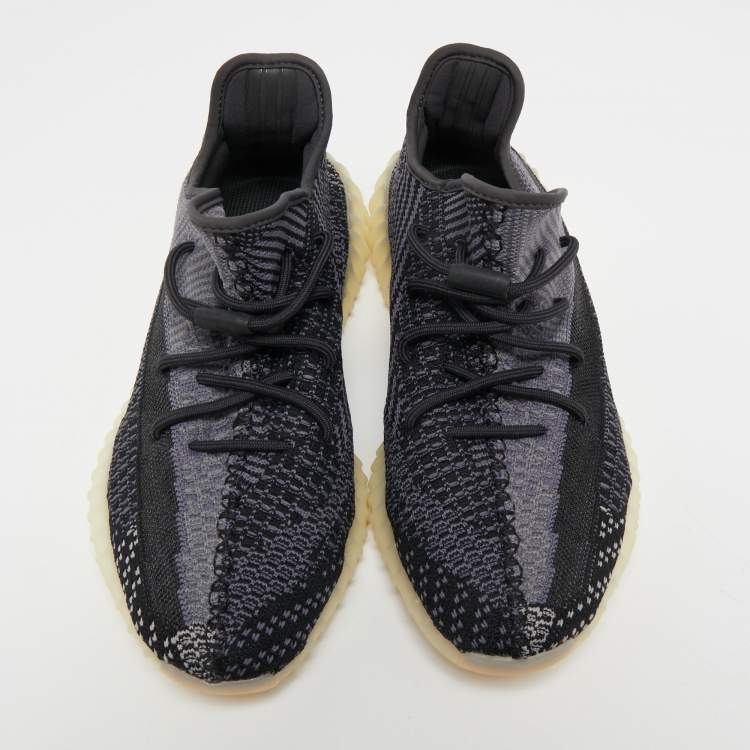 Pre Owned Yeezy x Adidas Black/Grey Knit Fabric and Mesh Boost 350 V2 Sneakers Size 44 2/3