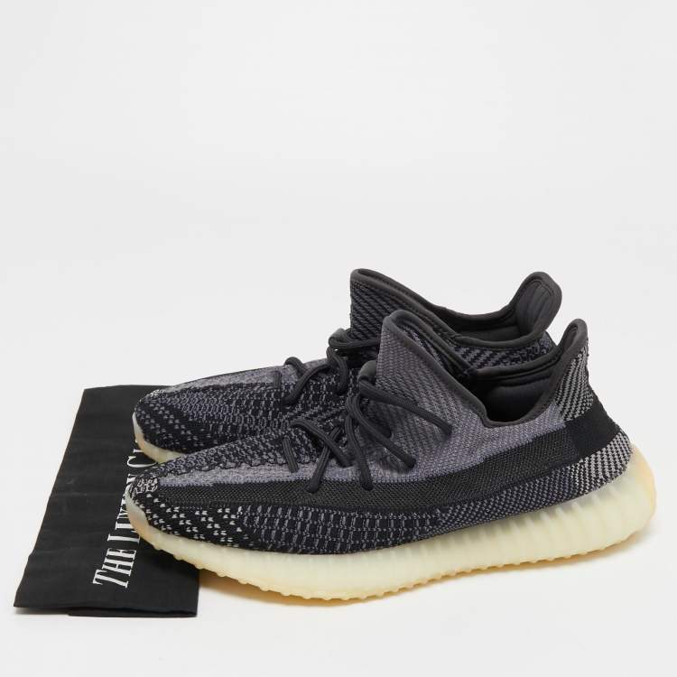 Pre Owned Yeezy x Adidas Black/Grey Knit Fabric and Mesh Boost 350 V2 Sneakers Size 44 2/3