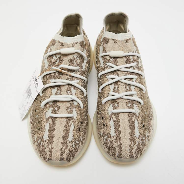 Pre Owned Yeezy x adiddas Grey/Brown Knit Fabric Boost 380 Sneakers Size 46 2/3