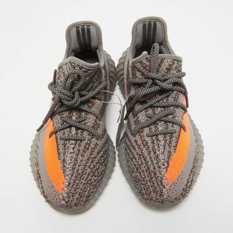 Pre Owned Yeezy x Adiddas Grey Knit Fabric Boost 350 v2 Sneakers Size 40