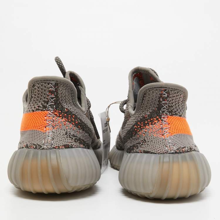 Pre Owned Yeezy x Adiddas Grey Knit Fabric Boost 350 v2 Sneakers Size 40
