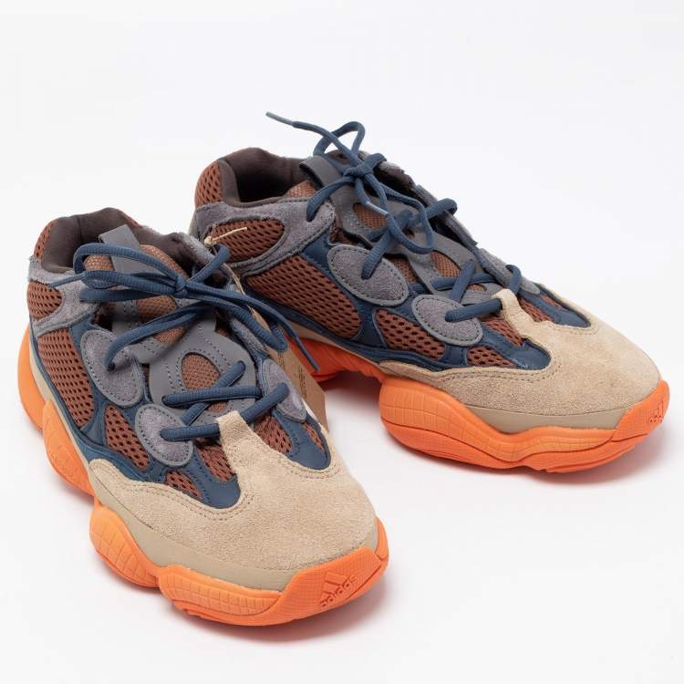 Pre Owned Yeezy x Adidas Multicolor Fabric and Suede Yeezy 500 ‘Enflame Sneakers Size 43 1/3