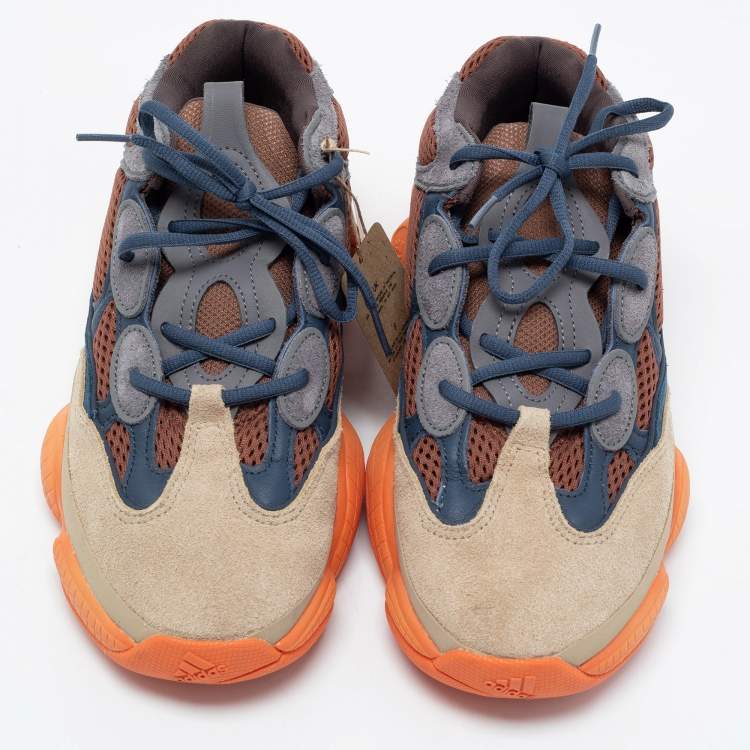 Pre Owned Yeezy x Adidas Multicolor Fabric and Suede Yeezy 500 ‘Enflame Sneakers Size 43 1/3