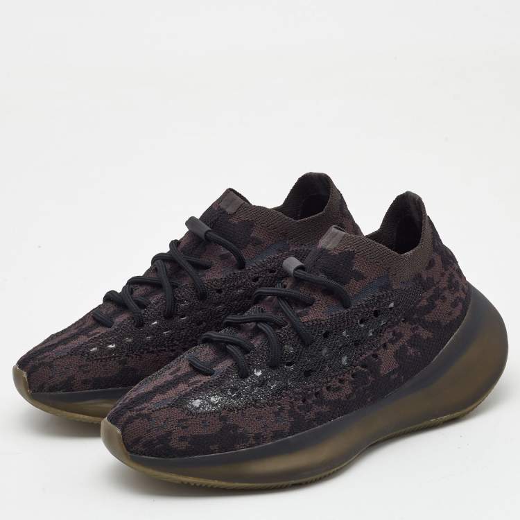 Pre Owned Yeezy x Adidas Black Knit Fabric Boost 380 Onyx Sneakers Size 38