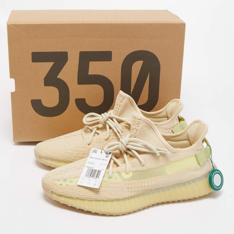 مملوكة مسبقًا Yeezy x Adidas Beige Knit Fabric Boost 350 V2 Cloud Sneakers Size 48