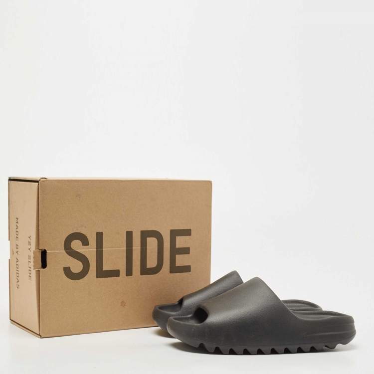 Pre Owned Yeezy x adidas Black Rubber Onyx Flat Slides Size 42