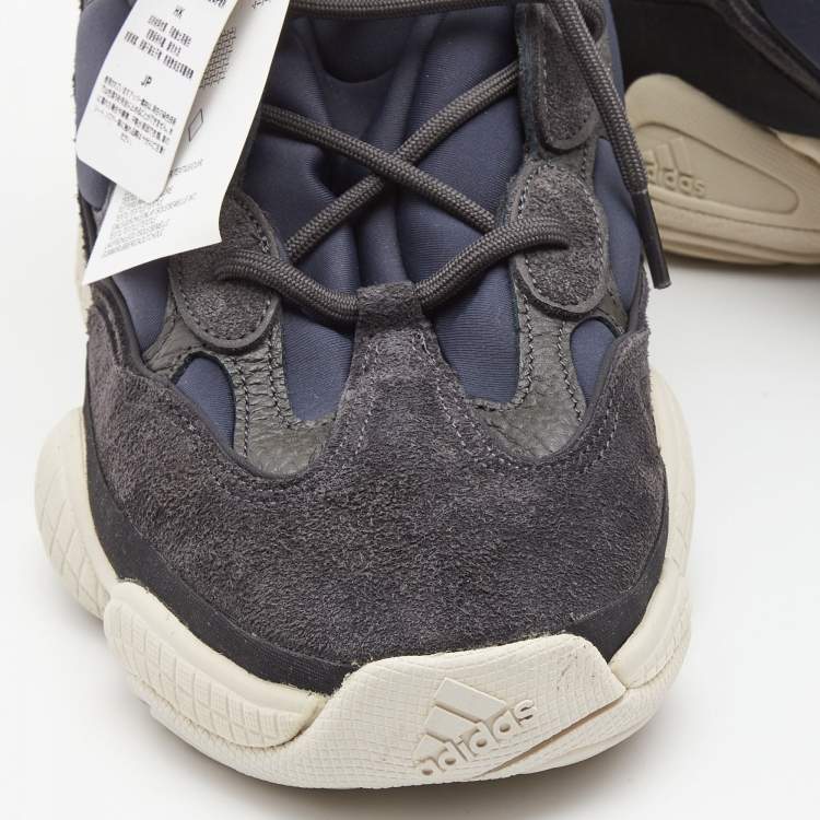 Pre Owned Yeezy x adidas Dark Blue Suede and Fabric Yeezy 500 High Top Sneakers Size 48
