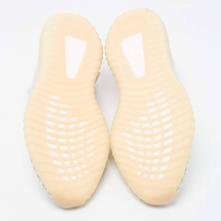 Pre Owned Yeezy x Adidas White/Cream Knit Fabric Boost 350 V2 Lundmark Non Reflective Sneakers Size 48