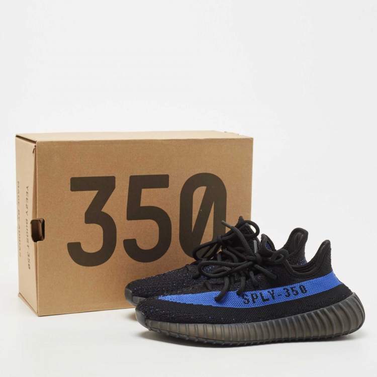 مملوكة مسبقًا Yeezy x Adidas Black/Blue Knit Fabric Boost 350 V2 Dazzling Blue Sneakers Size 38