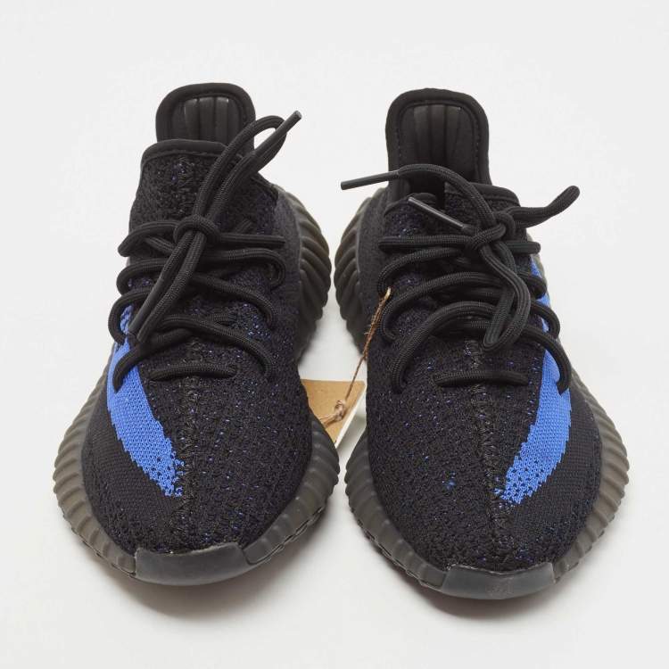 مملوكة مسبقًا Yeezy x Adidas Black/Blue Knit Fabric Boost 350 V2 Dazzling Blue Sneakers Size 38
