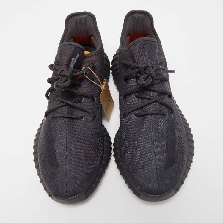 Pre Owned Yeezy x Adidas Black Mesh Boost 350 V2 Mono Cinder Sneakers Size 46 2/3