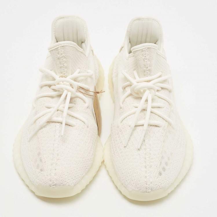 مملوكة مسبقًا Yeezy x Adidas Off White Knit Fabric Boost 350 V2 Bone Sneakers Size 46