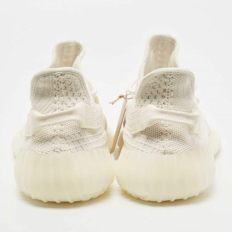 مملوكة مسبقًا Yeezy x Adidas Off White Knit Fabric Boost 350 V2 Bone Sneakers Size 46