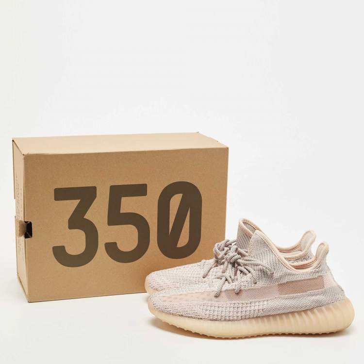 Pre Owned Yeezy x Adidas Pink Knit Fabric Boost 350 V2 Synth Non Reflective Sneakers Size 44