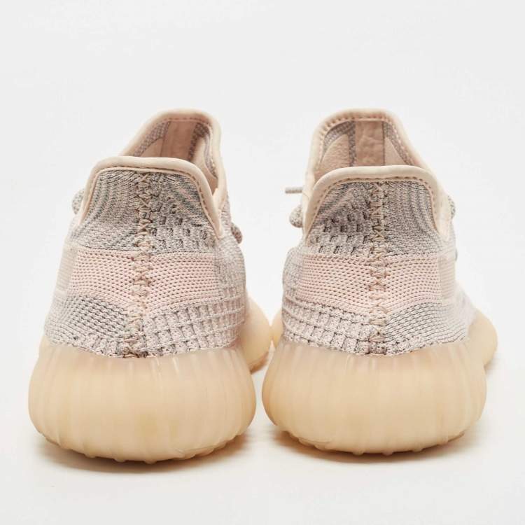 Pre Owned Yeezy x Adidas Pink Knit Fabric Boost 350 V2 Synth Non Reflective Sneakers Size 44