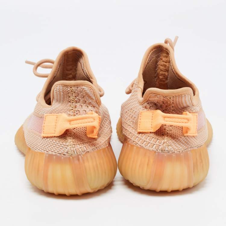 Pre Owned Yeezy x Adidas Beige Knit Fabric Boost 350 V2 Clay Sneakers Size 40