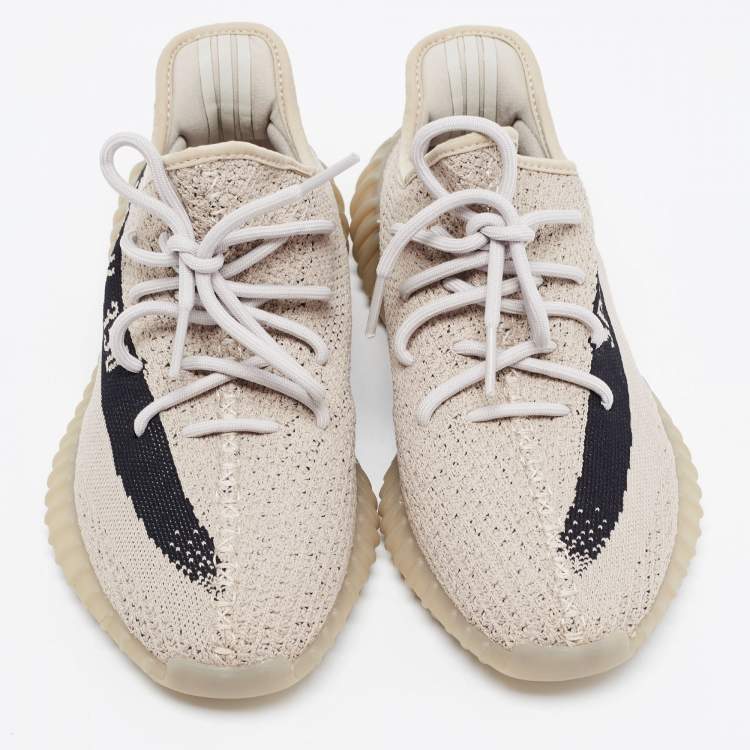 Pre Owned Yeezy x Adidas Brown Knit Fabric Boost 350 V2 Slate Sneakers Size 42
