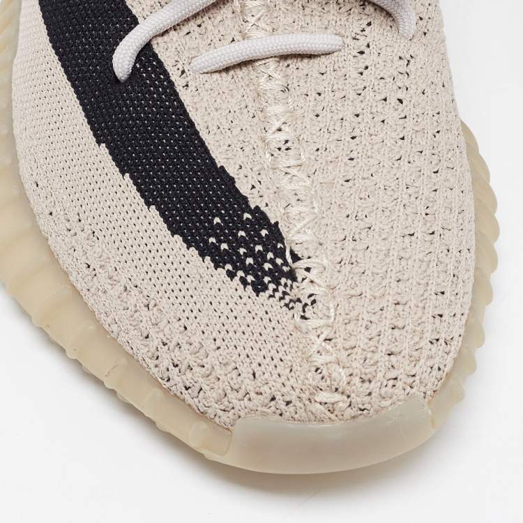 Pre Owned Yeezy x Adidas Brown Knit Fabric Boost 350 V2 Slate Sneakers Size 42