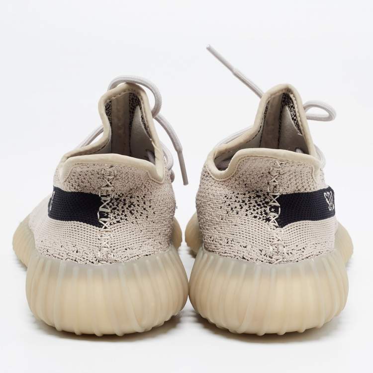Pre Owned Yeezy x Adidas Brown Knit Fabric Boost 350 V2 Slate Sneakers Size 42