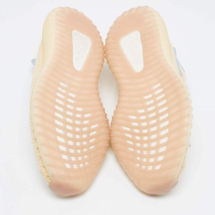 Pre Owned Yeezy x Adidas Beige Knit Fabric Boost-350-V2-linen Sneakers Size 42 2/3