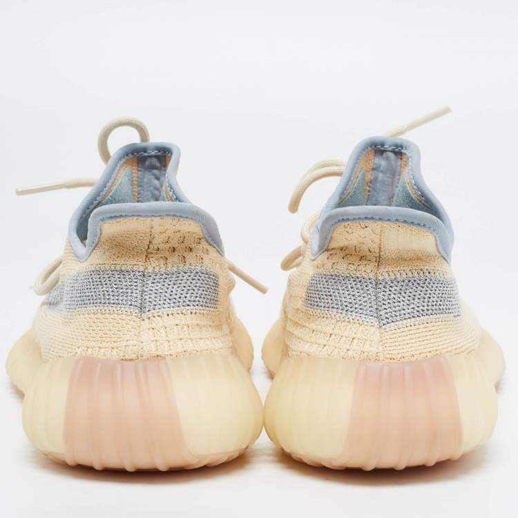 Pre Owned Yeezy x Adidas Beige Knit Fabric Boost-350-V2-linen Sneakers Size 42 2/3