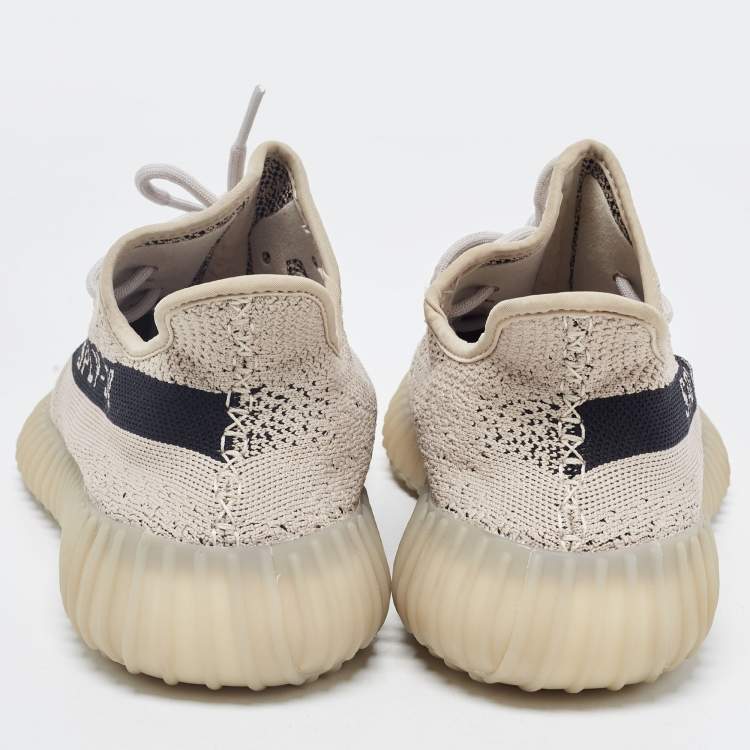 Pre Owned Yeezy x Adidas Grey/Black Knit Fabric Boot 350 V2 Core Black-State Sneakers Size 45 1/3