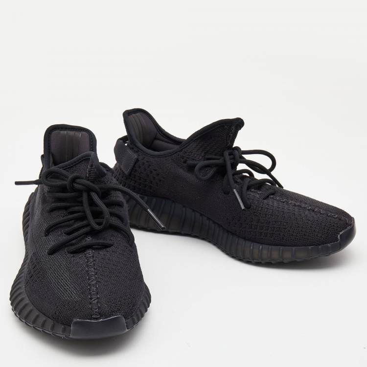 مملوكة مسبقًا Yeezy x Adidas Black Knit Fabric Boost 350 V2 Onyx Sneakers Size 42 2/3