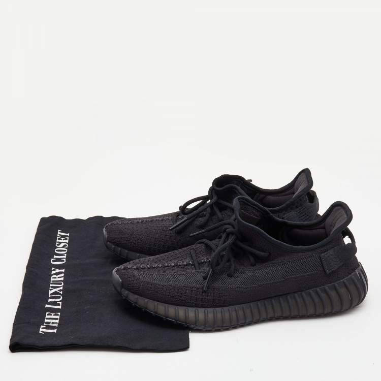 مملوكة مسبقًا Yeezy x Adidas Black Knit Fabric Boost 350 V2 Onyx Sneakers Size 42 2/3