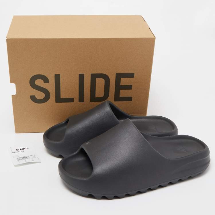 Pre Owned Yeezy x Adidas Black Rubber Onyx Slides Size 43