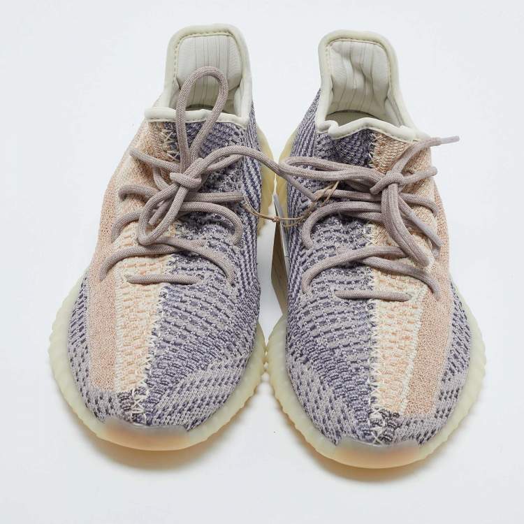 Pre Owned Yeezy x Adidas Multicolor Knit Fabric Boost 350 V2 Ash Pearl Sneakers Size 44 2/3