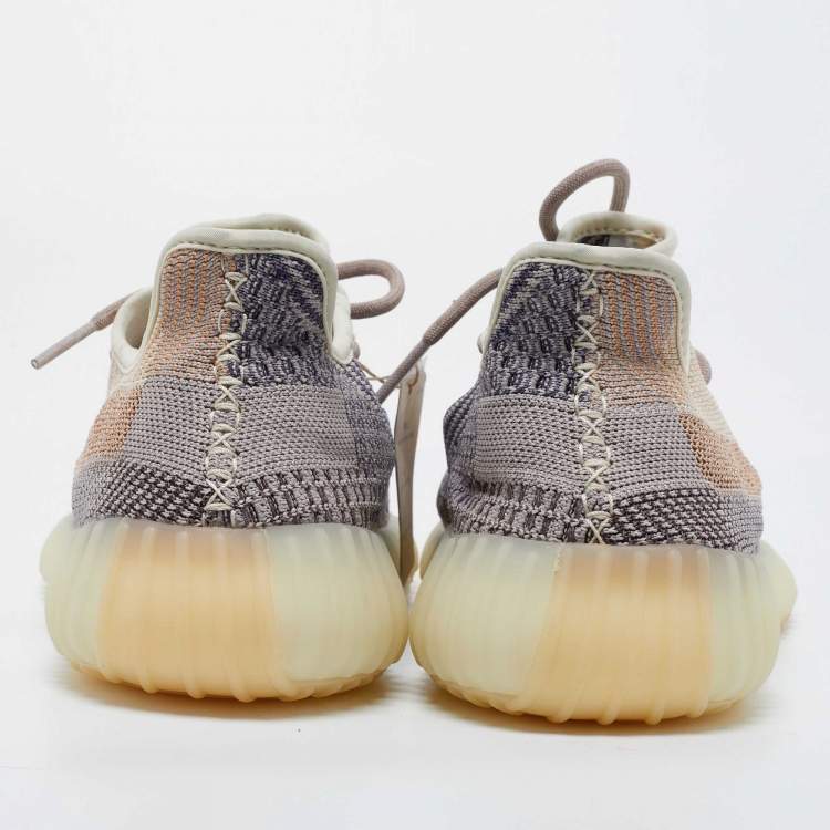 Pre Owned Yeezy x Adidas Multicolor Knit Fabric Boost 350 V2 Ash Pearl Sneakers Size 44 2/3