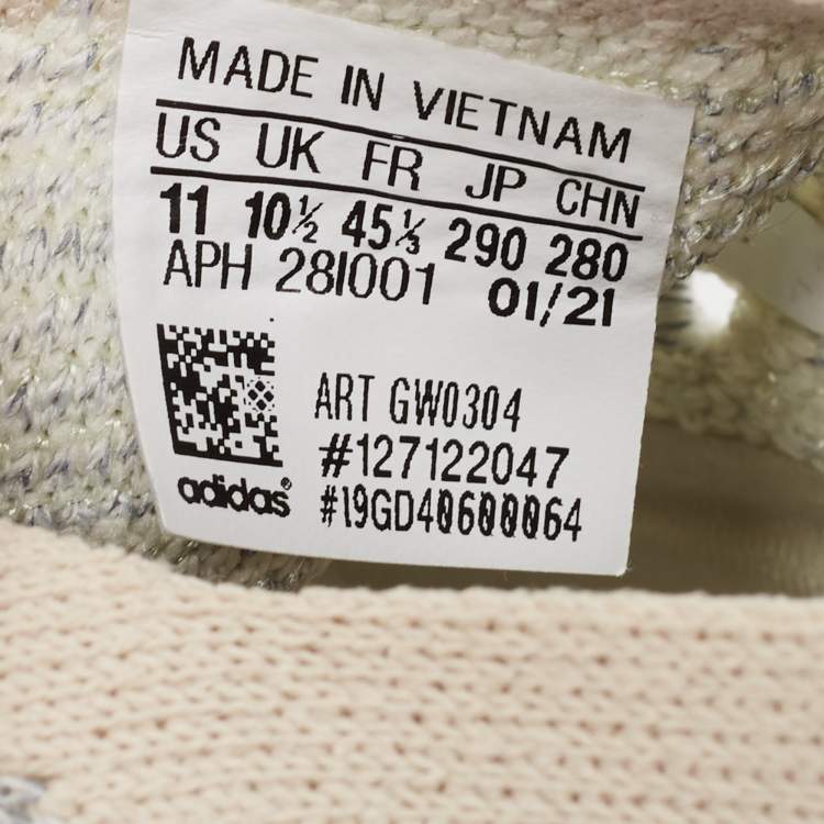 Pre Owned Yeezy x Adidas Grey/White Knit Fabric Boost 380 Alien Blue Sneakers Size 45.5