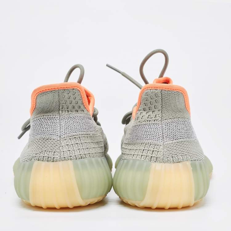 Pre Owned Yeezy x Adidas Green Knit Fabric Boost 350 V2 Desert Sage Sneakers Size 47 1/3