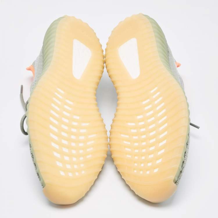 Pre Owned Yeezy x Adidas Green Knit Fabric Boost 350 V2 Desert Sage Sneakers Size 47 1/3